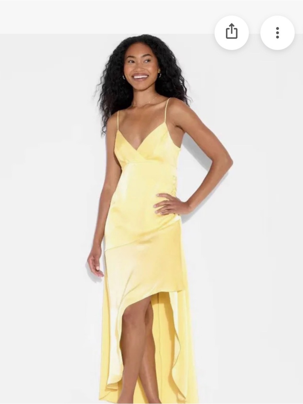 Wild Fable  Yellow High-Low Satin Slip Dress